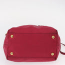 PRADA ribbon Hand Bag Nylon 2way Red Gold Auth 151316-5