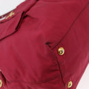 PRADA ribbon Hand Bag Nylon 2way Red Gold Auth 151316-15