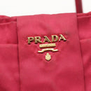 PRADA ribbon Hand Bag Nylon 2way Red Gold Auth 151316-18