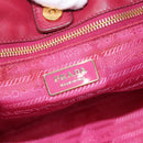 PRADA ribbon Hand Bag Nylon 2way Red Gold Auth 151316-19