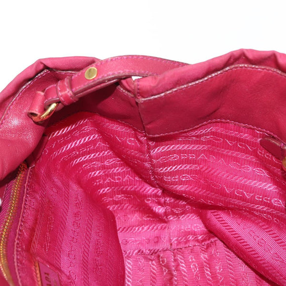 PRADA ribbon Hand Bag Nylon 2way Red Gold Auth 151316