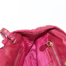 PRADA ribbon Hand Bag Nylon 2way Red Gold Auth 151316-21