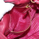 PRADA ribbon Hand Bag Nylon 2way Red Gold Auth 151316-23