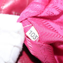 PRADA ribbon Hand Bag Nylon 2way Red Gold Auth 151316-12