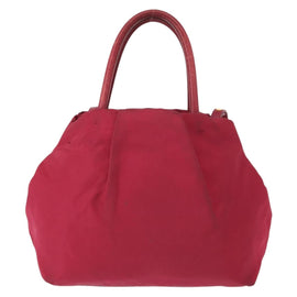 PRADA ribbon Hand Bag Nylon 2way Red Gold Auth 151316 - 0