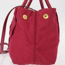PRADA ribbon Hand Bag Nylon 2way Red Gold Auth 151316-3