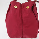 PRADA ribbon Hand Bag Nylon 2way Red Gold Auth 151316-4