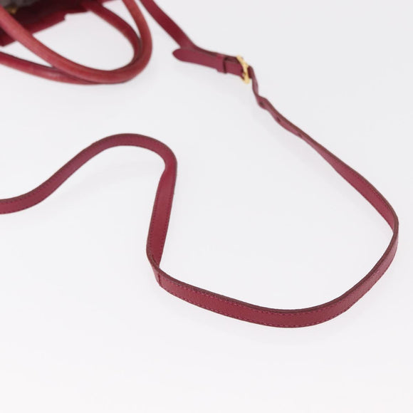 PRADA ribbon Hand Bag Nylon 2way Red Gold Auth 151316