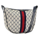 GUCCI GG Supreme Sherry Line Shoulder Bag PVC Navy Gold Red Auth 151330-1