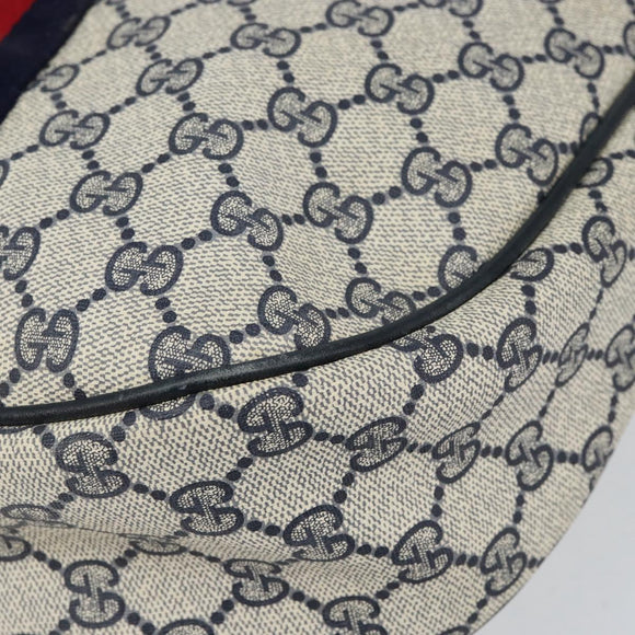 GUCCI GG Supreme Sherry Line Shoulder Bag PVC Navy Gold Red Auth 151330