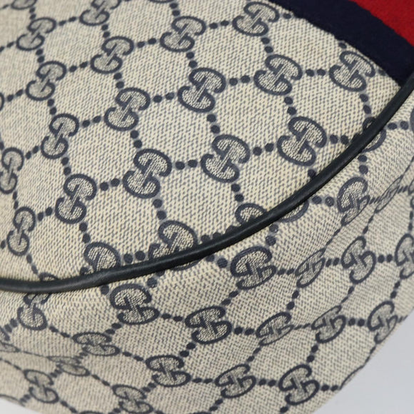 GUCCI GG Supreme Sherry Line Shoulder Bag PVC Navy Gold Red Auth 151330