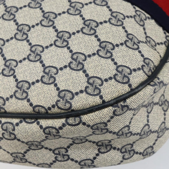 GUCCI GG Supreme Sherry Line Shoulder Bag PVC Navy Gold Red Auth 151330