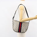 GUCCI GG Supreme Sherry Line Shoulder Bag PVC Navy Gold Red Auth 151330-23