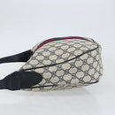 GUCCI GG Supreme Sherry Line Shoulder Bag PVC Navy Gold Red Auth 151330-4