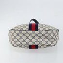 GUCCI GG Supreme Sherry Line Shoulder Bag PVC Navy Gold Red Auth 151330-5