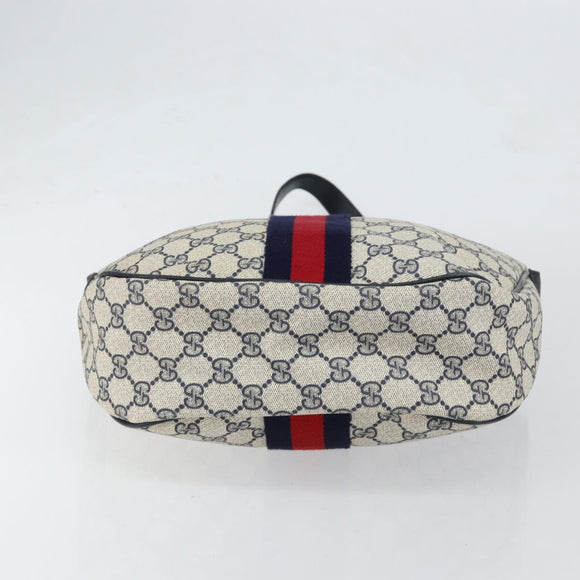 GUCCI GG Supreme Sherry Line Shoulder Bag PVC Navy Gold Red Auth 151330