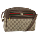 GUCCI GG Supreme Web Sherry Line Bag PVC Beige Gold 56 02 088 Auth 151331-1
