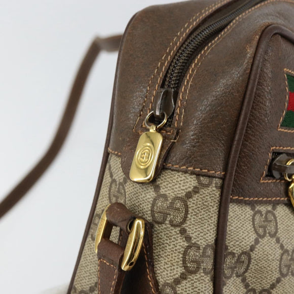 GUCCI GG Supreme Web Sherry Line Bag PVC Beige Gold 56 02 088 Auth 151331