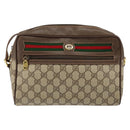 GUCCI GG Supreme Web Sherry Line Bag PVC Beige Gold 56 02 088 Auth 151331-13
