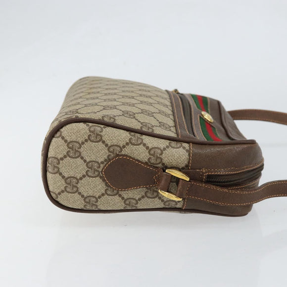 GUCCI GG Supreme Web Sherry Line Bag PVC Beige Gold 56 02 088 Auth 151331