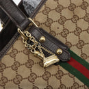 GUCCI GG Canvas Web Sherry Line Tote Bag Beige Gold Red 137396 Auth 151333-10