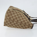 GUCCI GG Canvas Web Sherry Line Tote Bag Beige Gold Red 137396 Auth 151333-3