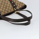 GUCCI GG Canvas Web Sherry Line Tote Bag Beige Gold Red 137396 Auth 151333-7