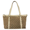 GUCCI GG Canvas Abbey Tote Bag Beige Gold 141470 Auth 151334-13