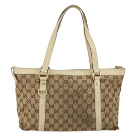 GUCCI GG Canvas Abbey Tote Bag Beige Gold 141470 Auth 151334 - 0