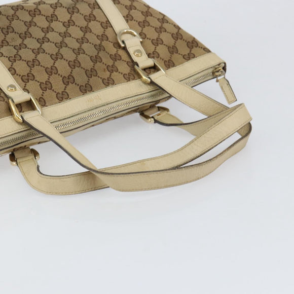 GUCCI GG Canvas Abbey Tote Bag Beige Gold 141470 Auth 151334