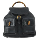 GUCCI Bamboo Backpack Leather Black Gold 003 2058 0016 Auth 151336-2