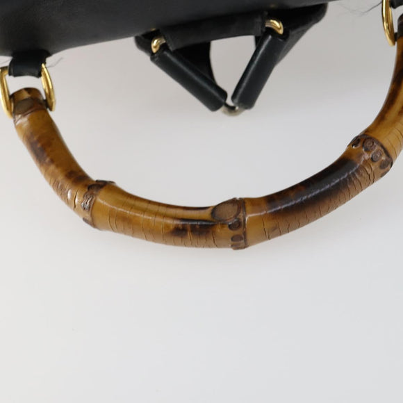 GUCCI Bamboo Backpack Leather Black Gold 003 2058 0016 Auth 151336