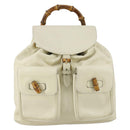 GUCCI Bamboo Backpack Leather Outlet Ivory Gold 003 8016 2058 Auth 151337-13