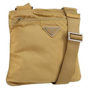 PRADA Shoulder Bag Nylon Beige Silver Auth 151338-1