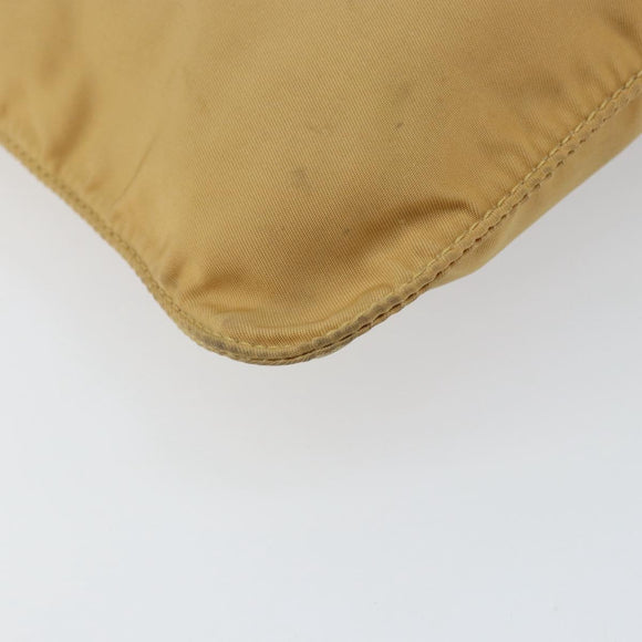 PRADA Shoulder Bag Nylon Beige Silver Auth 151338