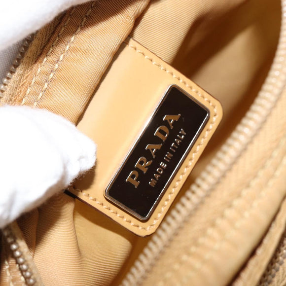 PRADA Shoulder Bag Nylon Beige Silver Auth 151338