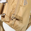 PRADA Shoulder Bag Nylon Beige Silver Auth 151338-22