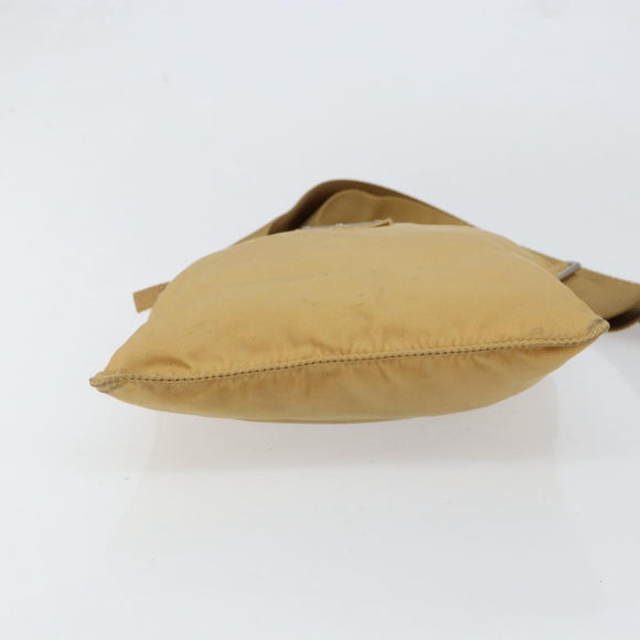 PRADA Shoulder Bag Nylon Beige Silver Auth 151338