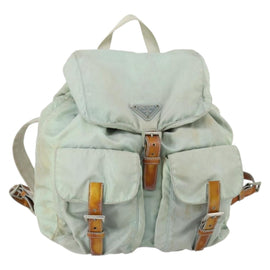 PRADA Backpack Nylon Light Blue Silver Auth 151340