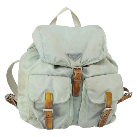 PRADA Backpack Nylon Light Blue Silver Auth 151340