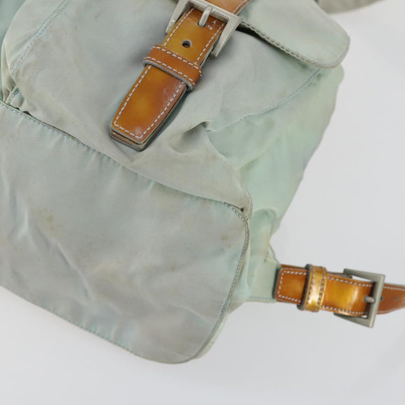 PRADA Backpack Nylon Light Blue Silver Auth 151340