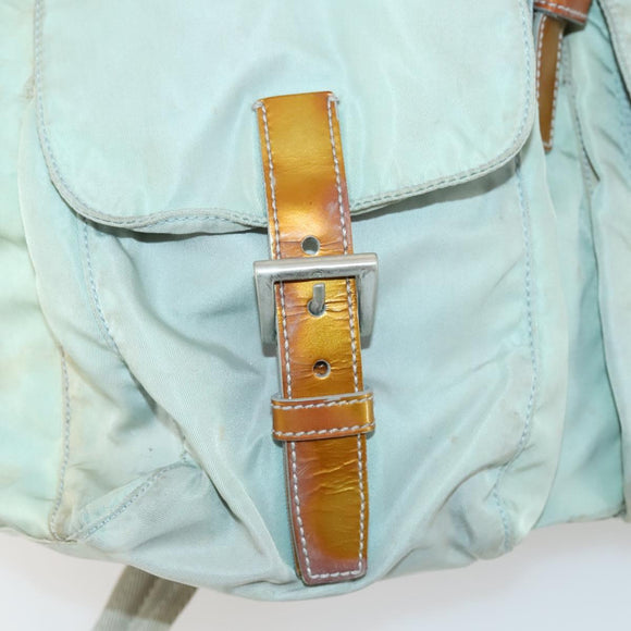 PRADA Backpack Nylon Light Blue Silver Auth 151340