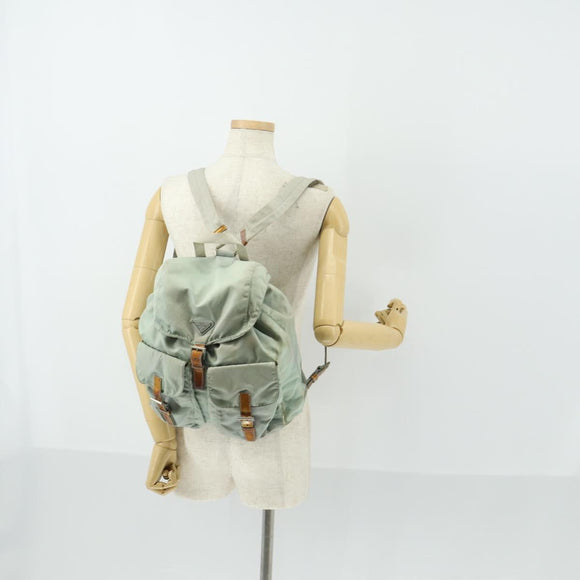 PRADA Backpack Nylon Light Blue Silver Auth 151340