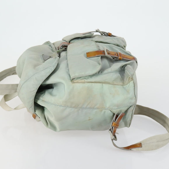 PRADA Backpack Nylon Light Blue Silver Auth 151340