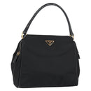 PRADA Hand Bag Nylon Black Gold Auth 151341-1
