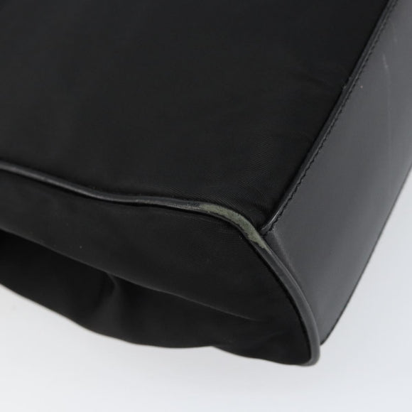 PRADA Hand Bag Nylon Black Gold Auth 151341