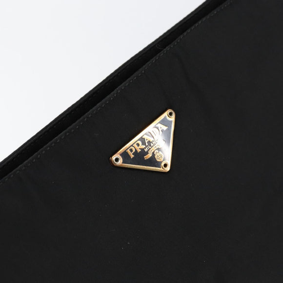 PRADA Hand Bag Nylon Black Gold Auth 151341