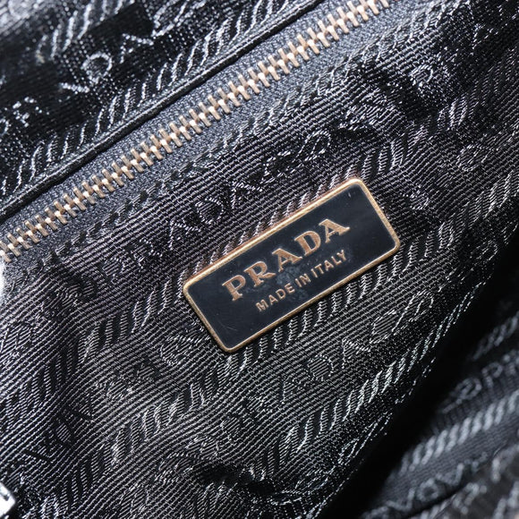 PRADA Hand Bag Nylon Black Gold Auth 151341