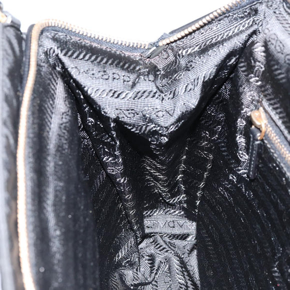 PRADA Hand Bag Nylon Black Gold Auth 151341