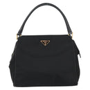 PRADA Hand Bag Nylon Black Gold Auth 151341-13